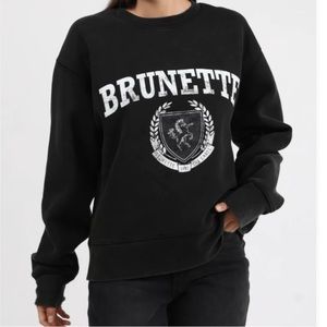 Brunette the Label Distress Varsity StepSis Washed Black/White Crew.. Size M/L